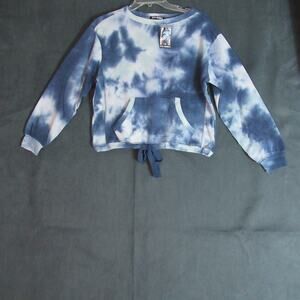 Steve Madden Sweatshirt Womens Small Blue Tie Dye Fleece Pullover Beach Bum NWT